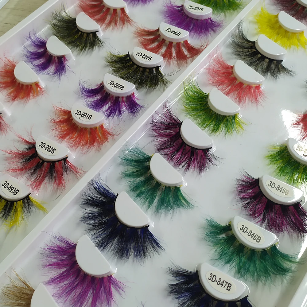 

Wholesale color lashes with color mink lashes purple private label color eyelashes