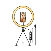 

2020 Newest Mobile Photography Gadgets LED Selfie Light Ring Round Shape Makeup Lamp with Tripod and Phone Holder