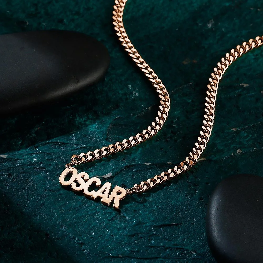 

Personalized Name Silver Long Cadena Necklace S925 Sterling Silver Name Plate Men Jewelry Necklace