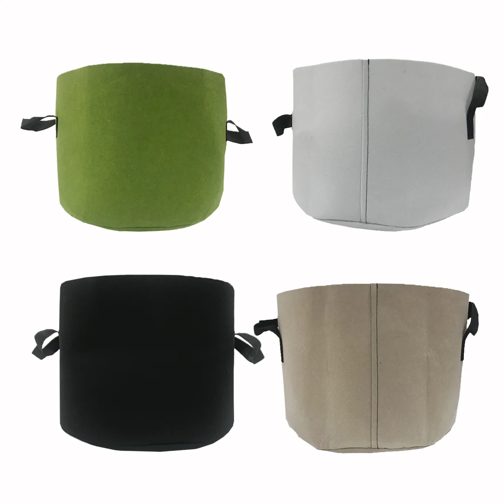 

New Arrival Non Woven Felt Fabric Outdoor Garden Flower Grow Bag Fabric Pot High Quality Grow Bags With Handles, Black, white, blown, tan, customizable