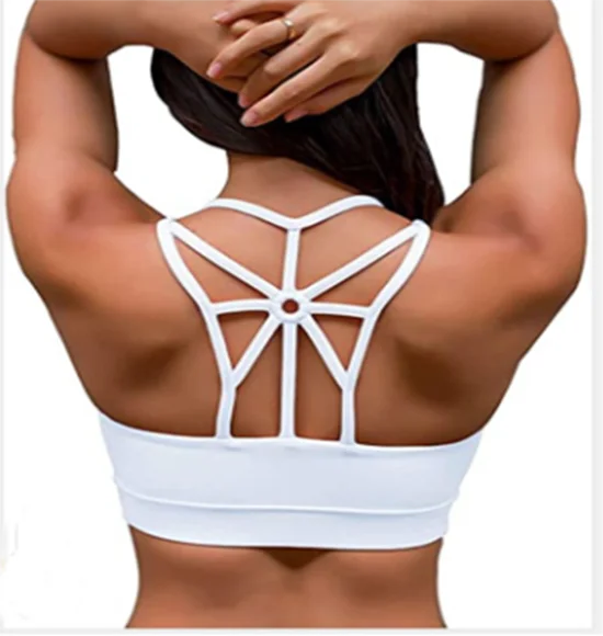 

High Quality Shockproof Padded Tank Top Gathers Cross Back Soft Yoga Sexy Sport Bra