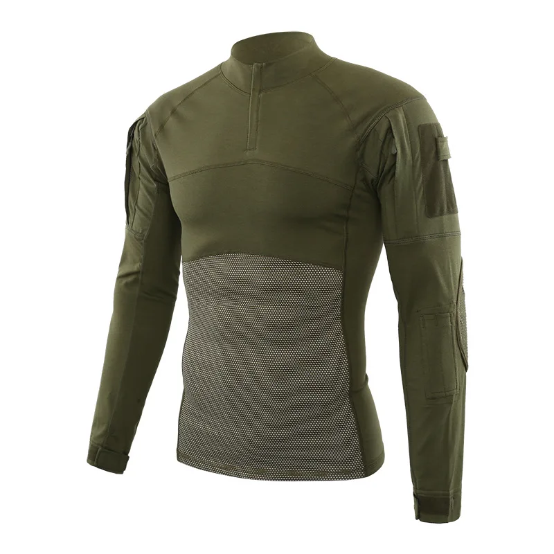 

Outdoor activity training long sleeve tactical running men shirt fabric, Green