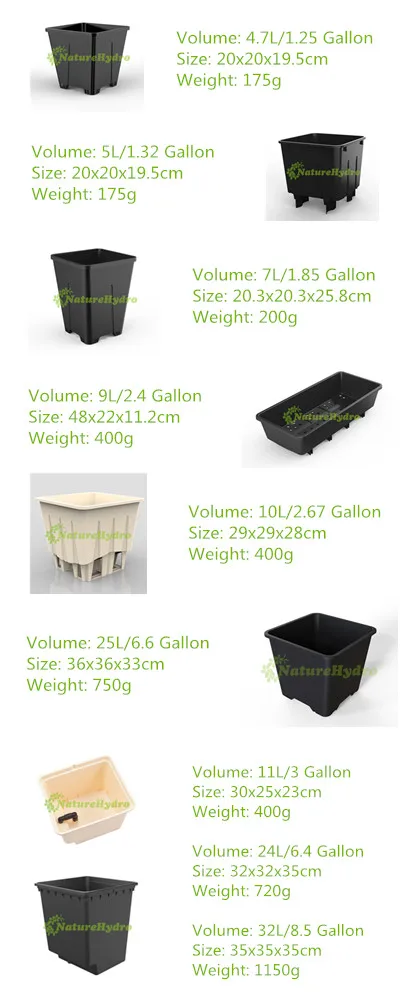 25l 30l 40l Plastic Square Bulk 5 Gal Plant Pot With Drainage ...