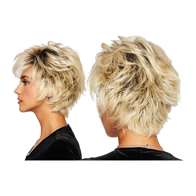 

Wholesale Human Hair Short bob blond color wave for White Women Topper Hairpiece blonde human hair wig