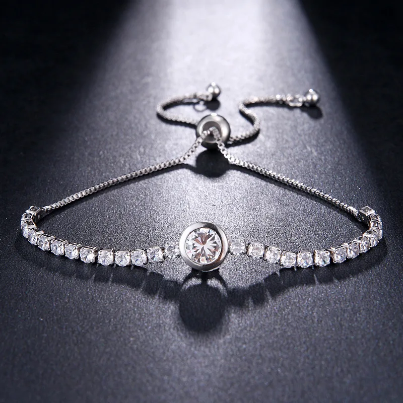 

Zircon Crystal  Length String Bracelet Jewelry Round Zircon Diamond Stone Tennis  Bracelet