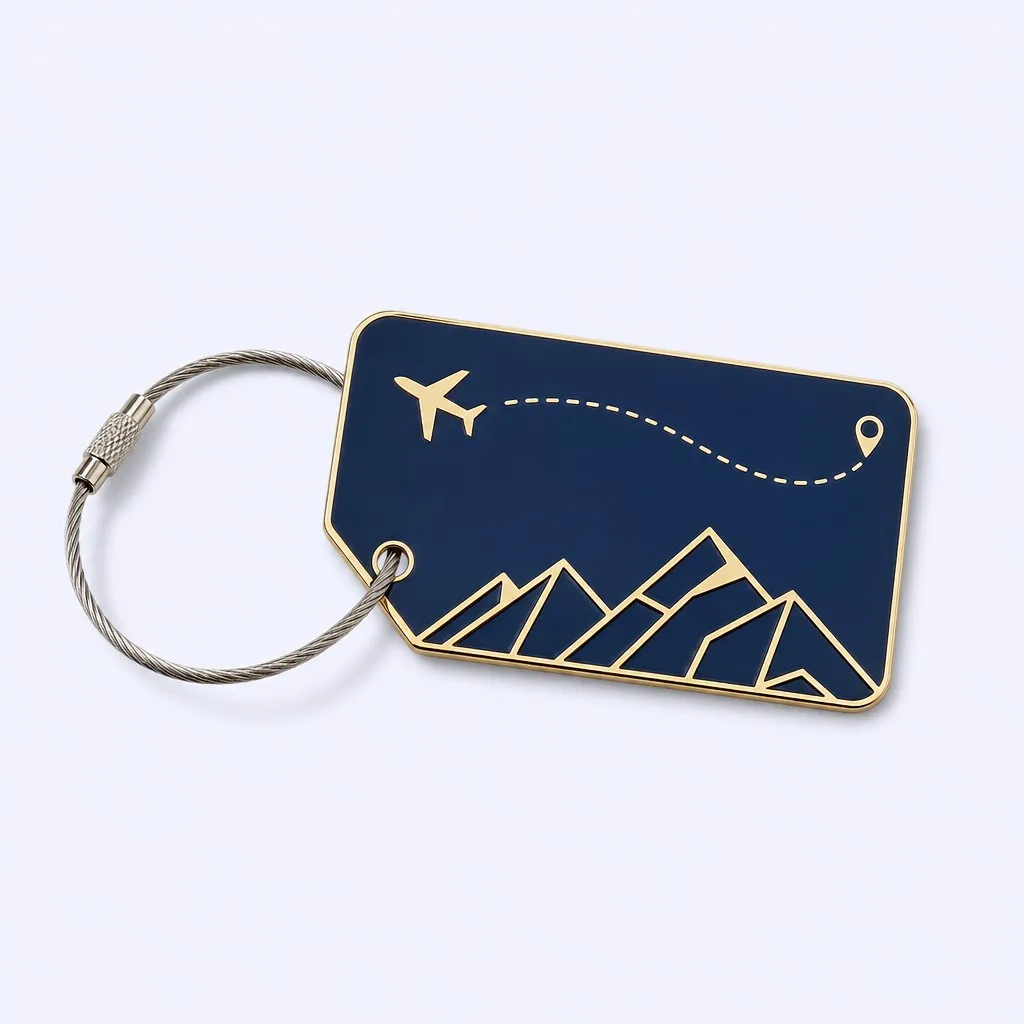 Hard Enamel Gold Trim Luggage Tag