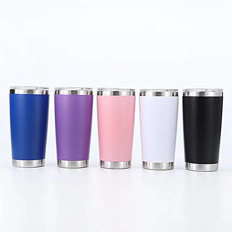

20oz vacuum car mug double-layer outdoor thermos mug stainless steel cold storage coffee cup spray mug, Blue, purple, pink, black, white, can be customized