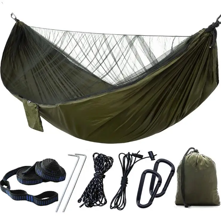 

Safety Outdoor parachute Portable 2 Person Camping Nylon double mosquito net hammock, Multicolors