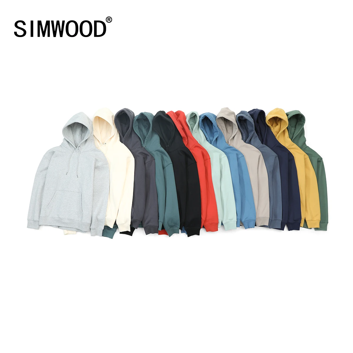 

Simwood 14 colors men fleece hoodies warm pullovers hooded 2020 man casual loose sweatshirts oversize couple hoodies pocket, Customized color