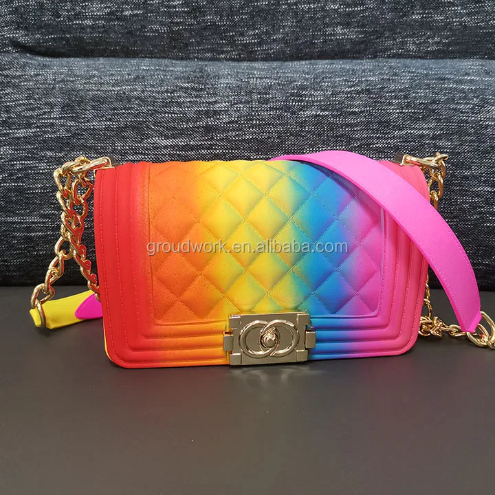 

2020 GW New Women's Hot selling jelly shoulder bag colorful PVC bag tote shoulder handbag, Colors