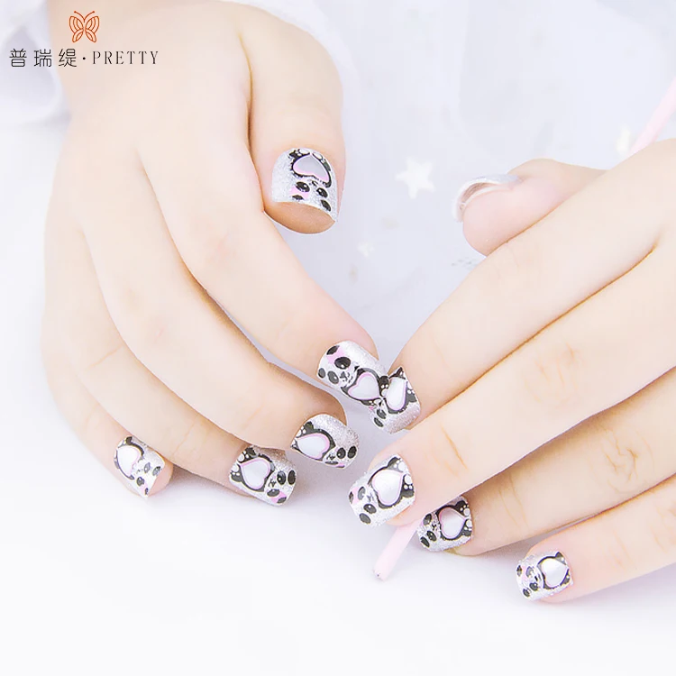 Juego De Manicura Con Dibujos De Panda Para Niños,Uñas Acrílicas Falsas Con  Diseño De Dibujos Animados,Cobertura Completa,Para Salón De Belleza - Buy  Uñas Artificiales Dedo Prensa En Chico Uñas Falsas Para Los