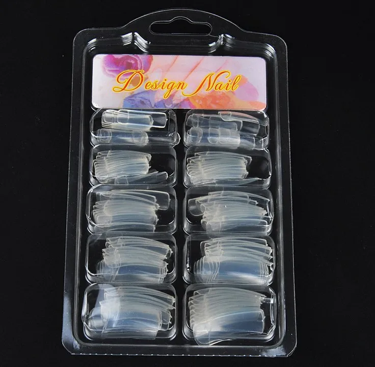 

High Quality 100 PCS Professional Transparent Coffin False Nail Tips Full Cover Artificial Finger Nails Provide Free Sample, As the picture