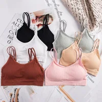 

English Letter Threaded Shoulder Strap Wrapped Bust Tube Top Beautiful Back Anti-shine Non-steel Shockproof Sports Lady Bra
