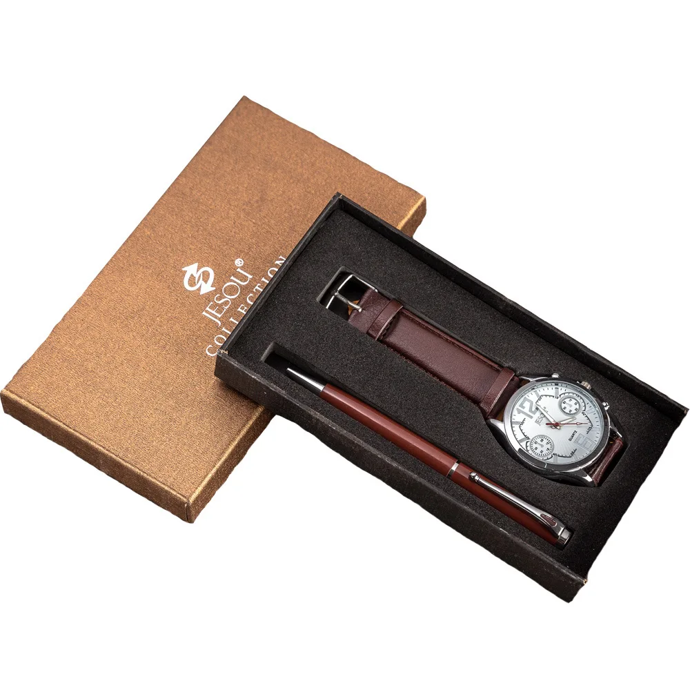 

Hot sale Men's Gift Set Exquisite Packed Watch + Pen Set Creative Combination Set