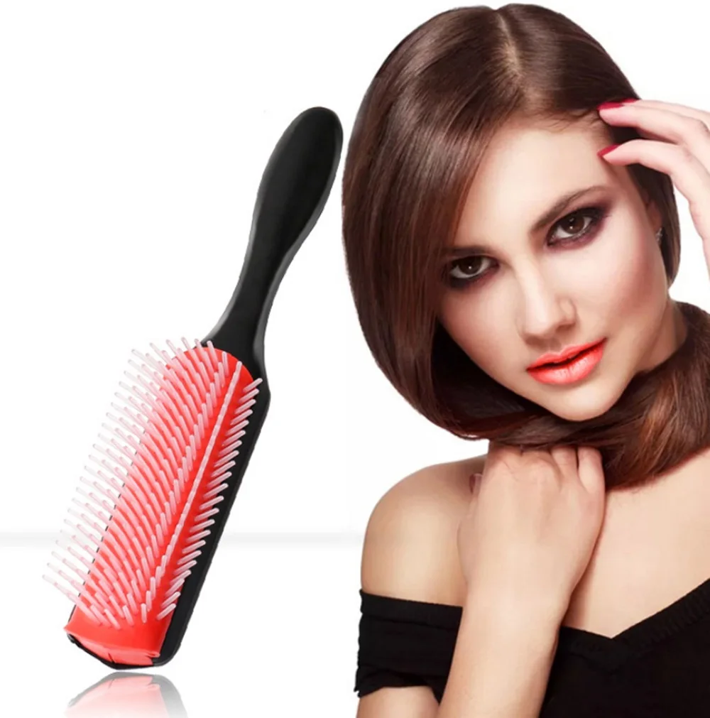 Denman Brush Hair 9-Rows Detangling Hair Brush Denman Detangler Hairbrush Scalp Massager Straight Curly Wet Hair Styling Comb