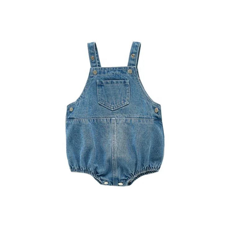 

OEM in Stocked Wholesale Boys and Girls infant baby jeans Jumpsuit Denim Overalls Dungaree Jumpsuits Rompers, Jeans blue/beige