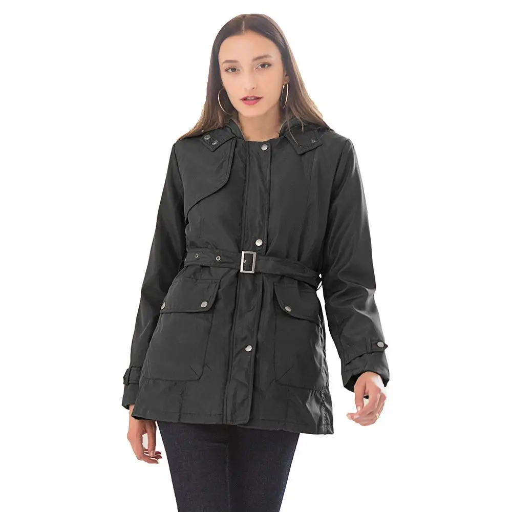 

Fashion Hooded Zipper Fur Lining Long Coat Woman Winter, 3 colors