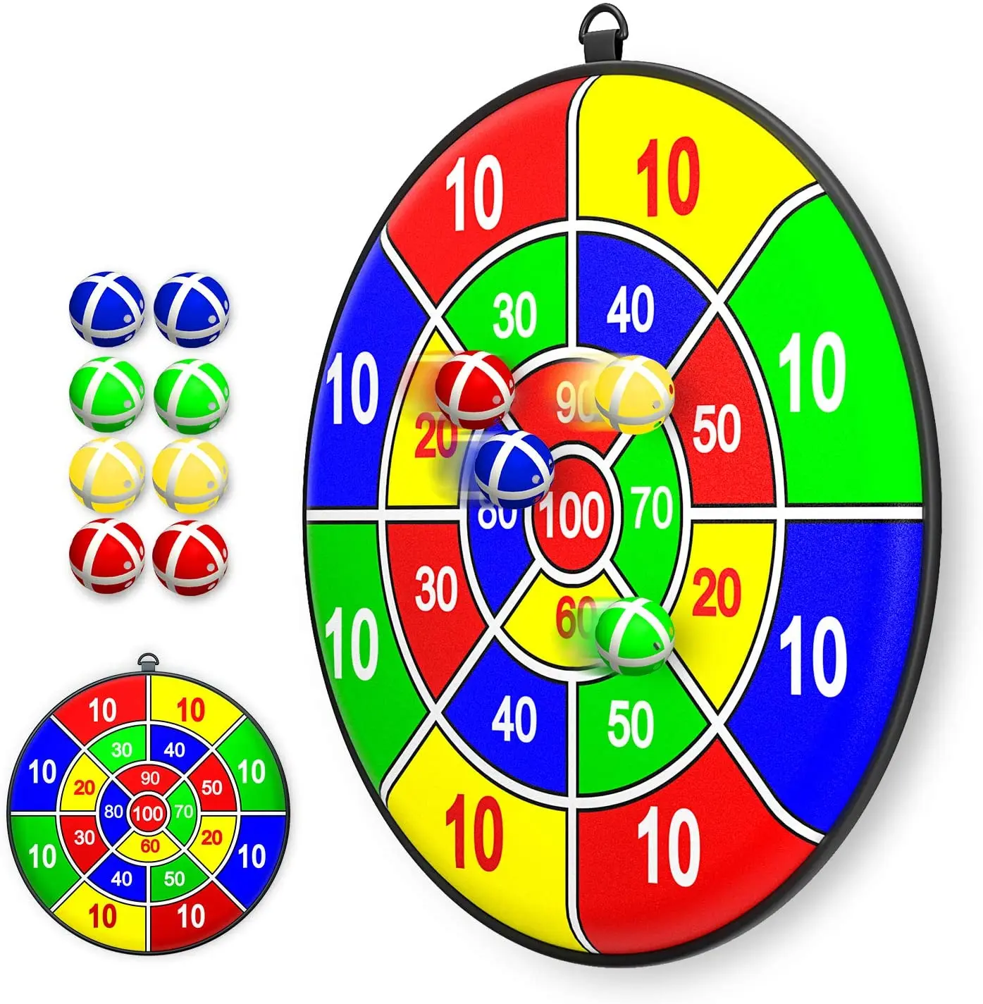 

Double-Sided Dart Board with Hook & 9 Sticky Balls,Board Games for Kids.Learning gifts for 3+-year-old kid