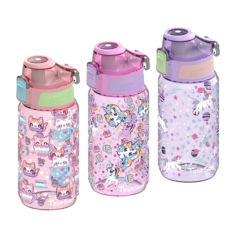 Custom Popular Cartoon Children Bpa Free Plastic Sports Portable Plastic Tritan Sport Water Bottle