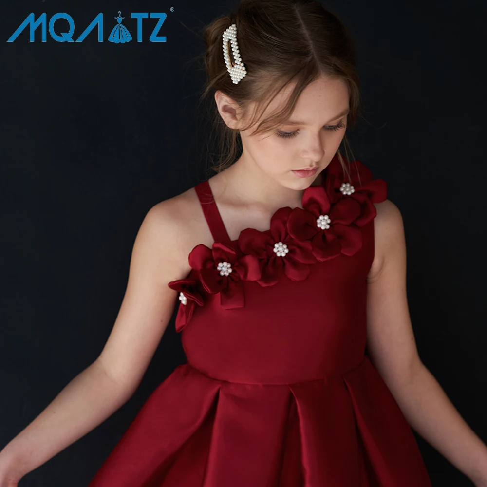 

MQATZ Hot Selling Kids Summer Party Frock Spaghetti Strap Floral Satin Dress For Girls 10 Years