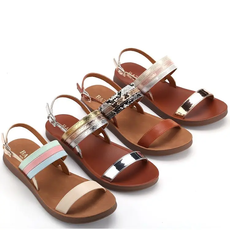 

women sandals Hot Sell Adjustable Ankle Strap Bling Candy Color Women Casual Flat Sandals, Picture