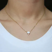 

factory wholesale cute delicate design simple opal stone gold plated minimal 18k gold necklace