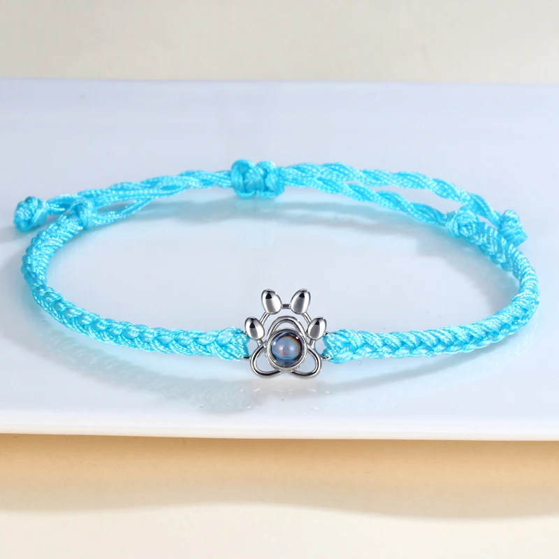 Wholesale Braided 100 Languages I Love You Couple Bracelet Cat Paw Print Photo Projection Bracelet