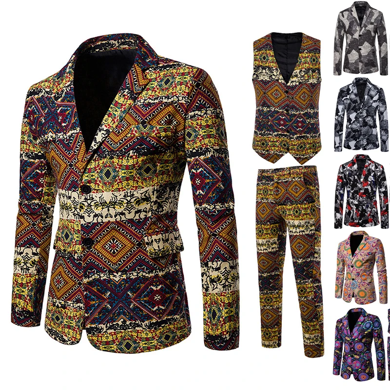

Luxury Fashion Men's Slim Business Office Suit Sets Large Size Men Blazer+ Pants + Vest 3 Piece Men's Wedding Suit, Picture shows