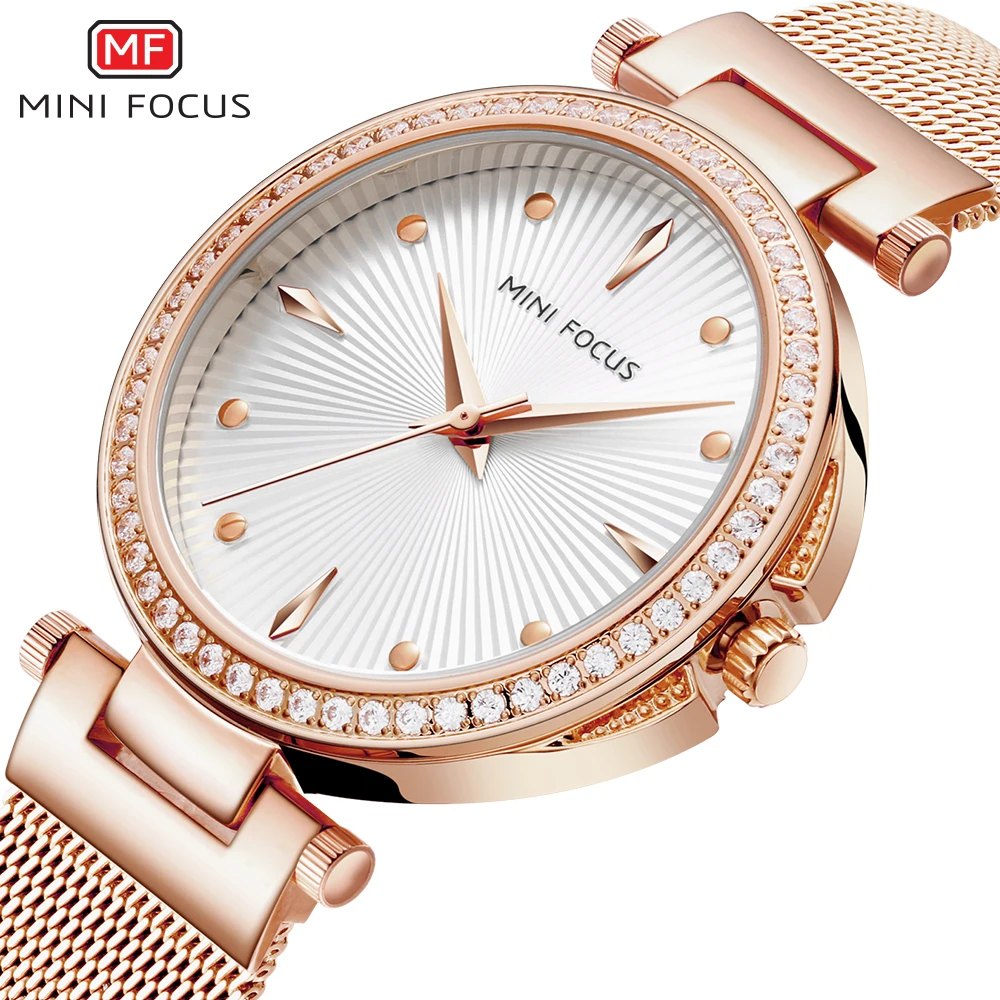 

Mini focus mf0194l women's quartz watch Japanese movement water drill mesh belt Watch
