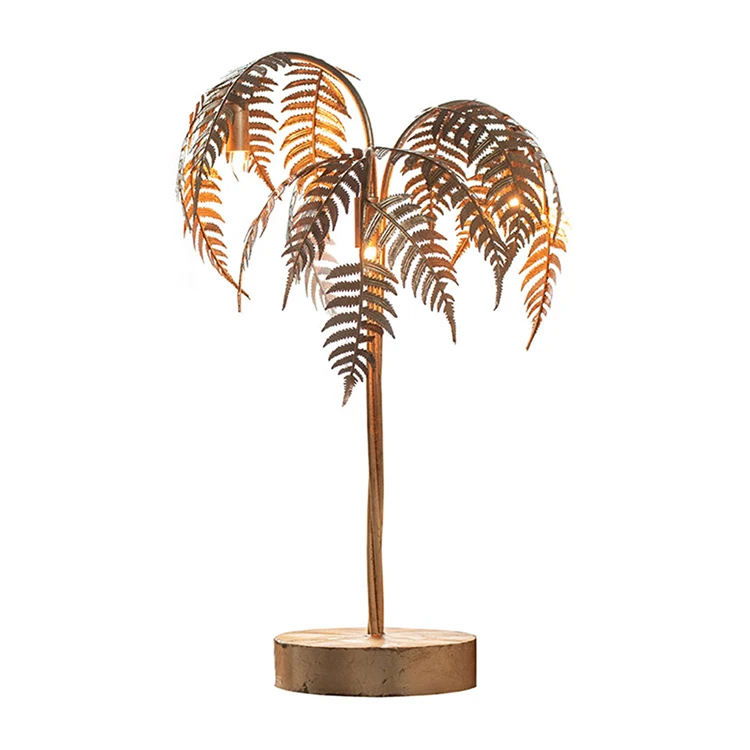 gold palm leaf table lamp