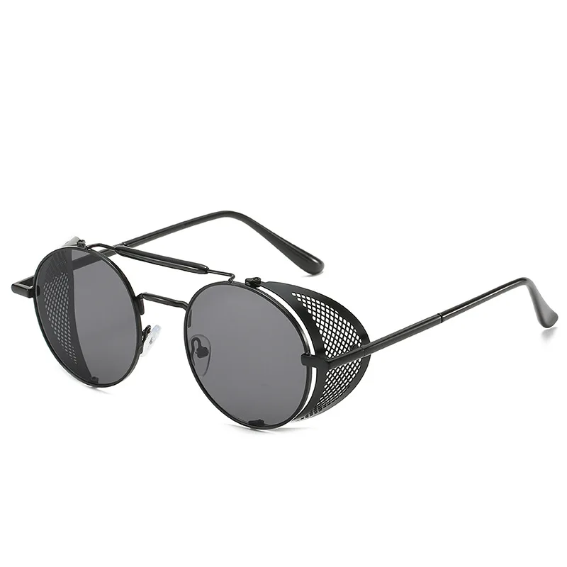 

Vintage Steampunk Sunglasses Men Brand Design Round Glasses Steam Punk Metal Sunglasses For Women UV400 Gafas de Sol, Red,blue,black,grey
