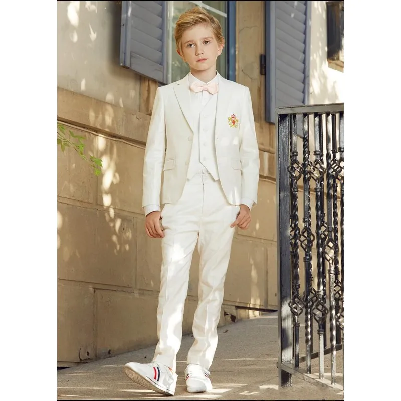 

Wedding Ivory Boys Formal OccasionTuxedos Notch Lapel Center Vent Kids Wedding Tuxedos Child Suit (Jacket+Pants+Vest), Custom made