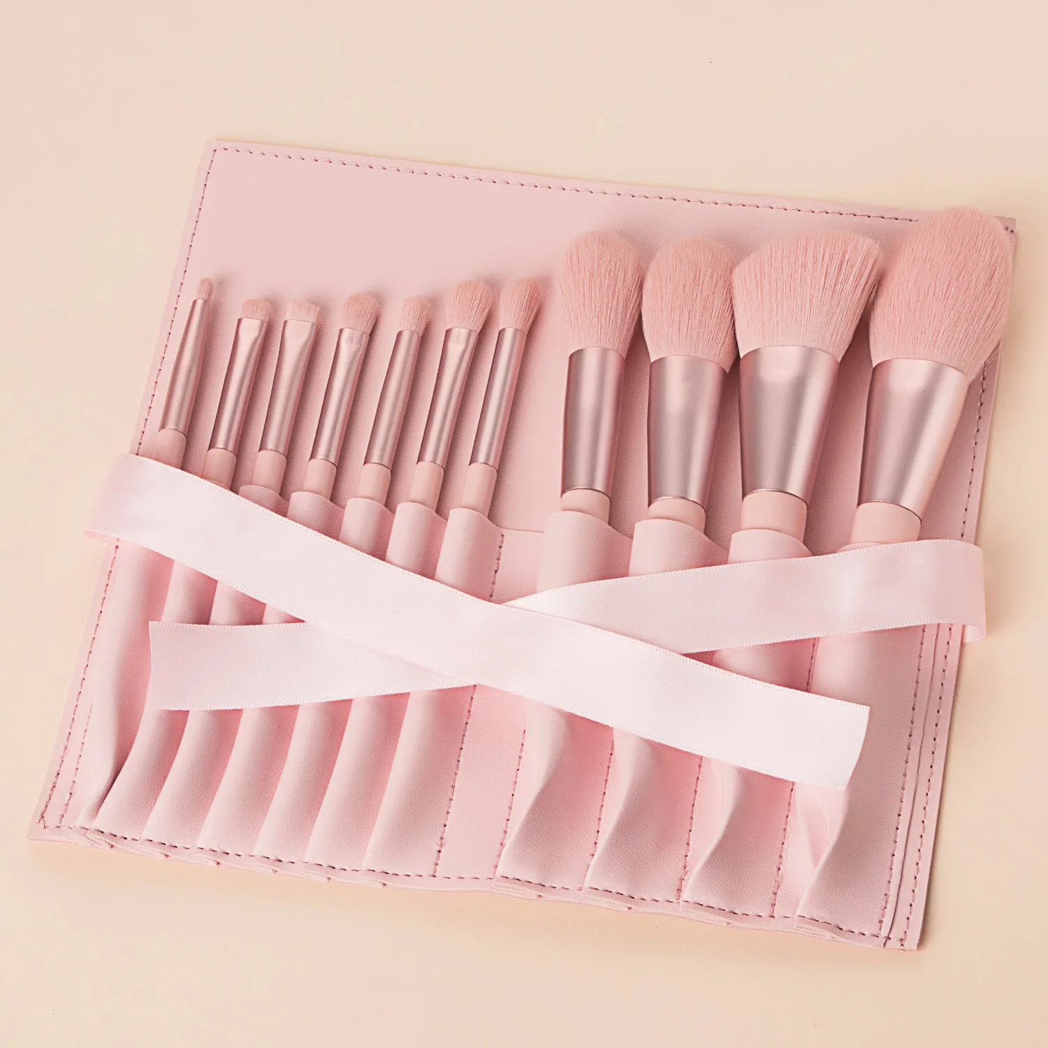 

2021 Private Label Synthetic Hair Makeup Brushes Normal Size 11 Piece Pink Blush Powder Foundation Vegan Makeup Brushes Set