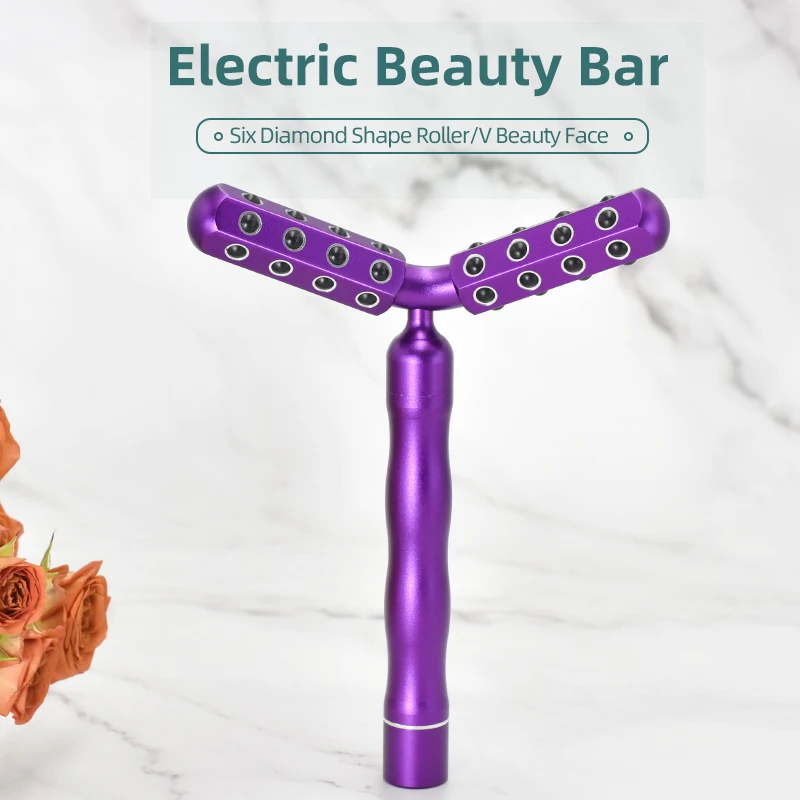 

Y Shape Germanium Face Massage Roller Electric Productos De Belleza Masajeador Facial Skin Firming Other Beauty Massager Product, Refer to the color of the natural pics and videos