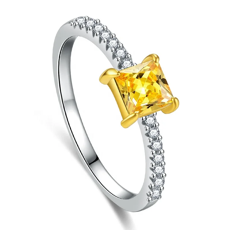 

Colorful Moissanite Square Gold Yellow Diamond Women's Ring