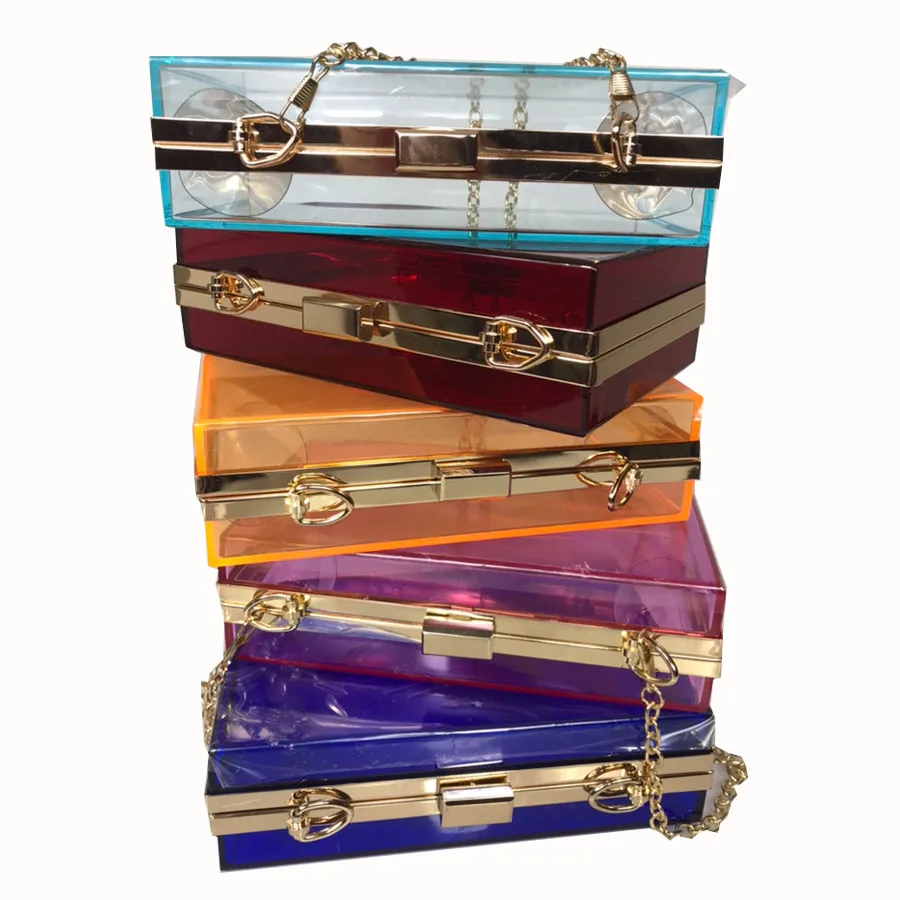 

2021 Fashion Acrylic Clear Purse Cute Transparent Crossbody Bag Handbag Chain Shoulder Evening Clutch Bag, Customized color
