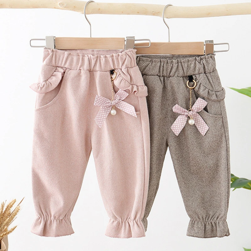 

baby Girls Pants 2022 New Bow Pants 1-3 Years Old Baby Trousers Children's Casual Pants Summer and Autumn Children's Bloomers