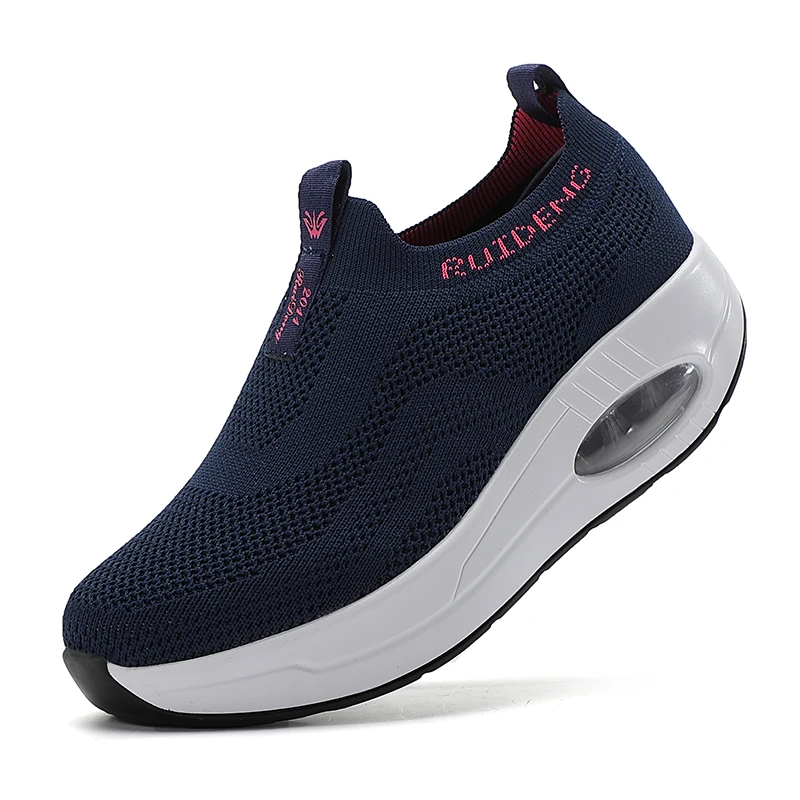 

RUIDENG Knit Upper PU Air Cushion Thick Sole Zapatillas-De-Mujer-Plataform Woman Shoes New Arrivals 2021 Women Casual Sneakers