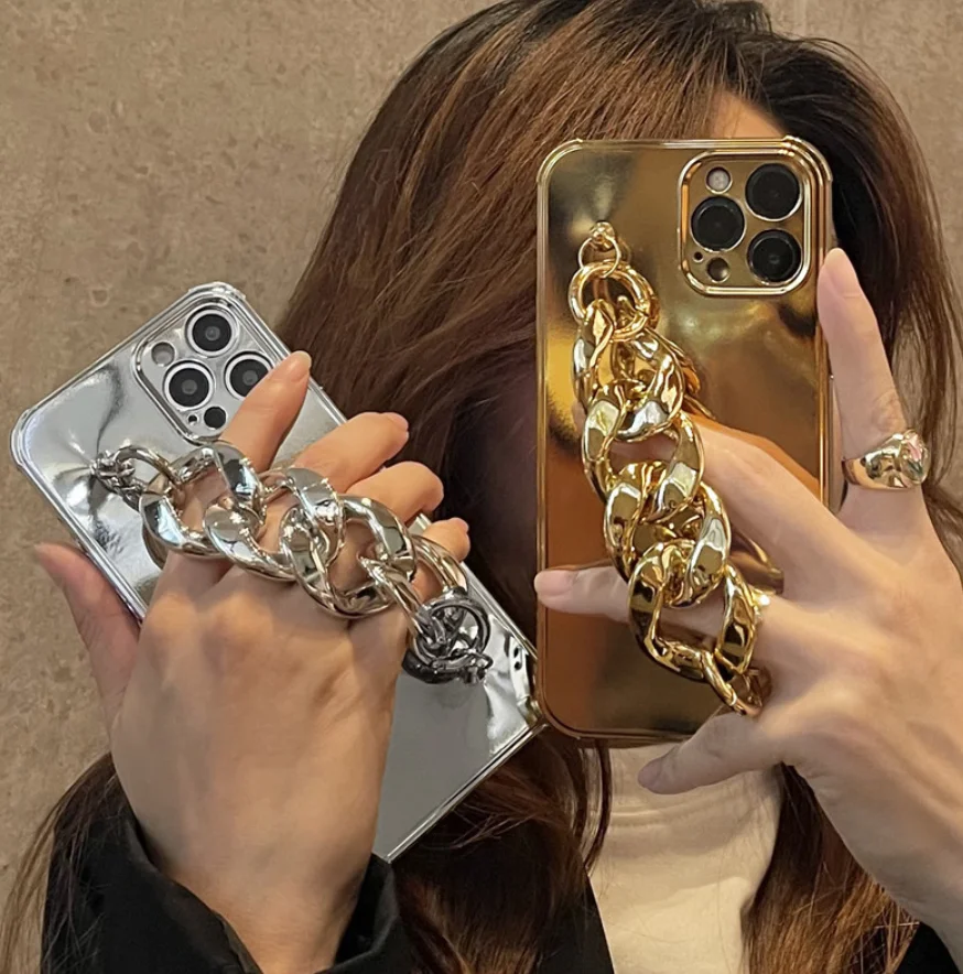 

Silver/Golden Plating Chain Phone Case For iPhone 13/13pro/13 pro max, More colors