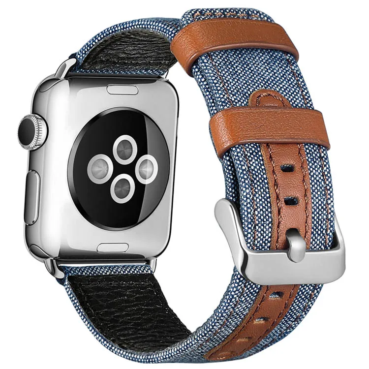 

Coolyep Wholesale Genuine Leather Canvas Watch Band Watch Strap for Apple iwatch 3/4/5/6/SE 40MM 44MM, Optional