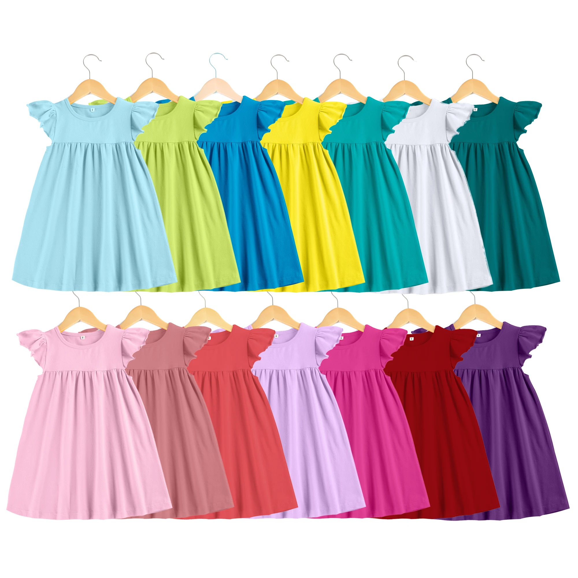 

2021 NEW summer boutique kids clothes cotton baby frock solid suspender skirt girls dresses, Pic shows