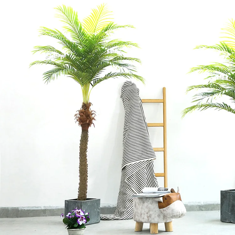 

Factory Wholesale Outdoor Artificial Plants 2.3m 3m Palm Trees With Pot For Home Decoration And Garden, Green