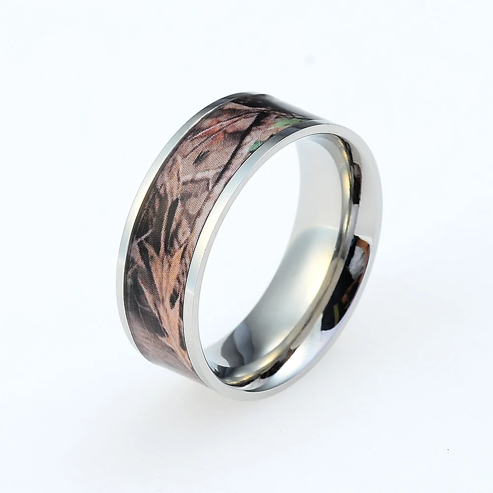 

Yazky Jewelry Creative Men's Brown Wood Grain Inlay Thumb Rings 8 mm Stainless Steel Wedding Band on Wholesale Jewelry