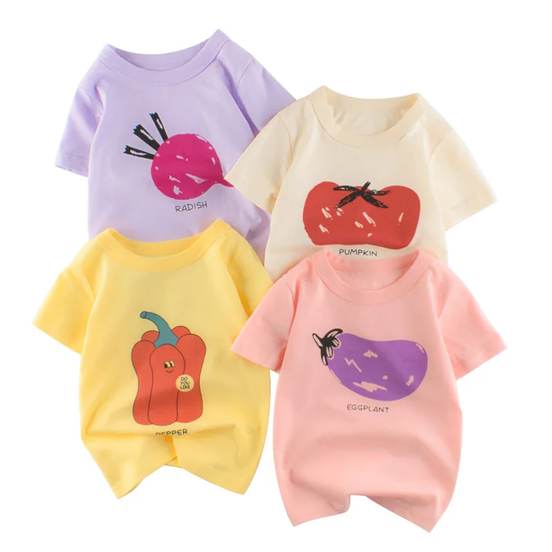 

wholesale china solid color kids t-shirts girls printed cotton t- shirt for 3 year kids