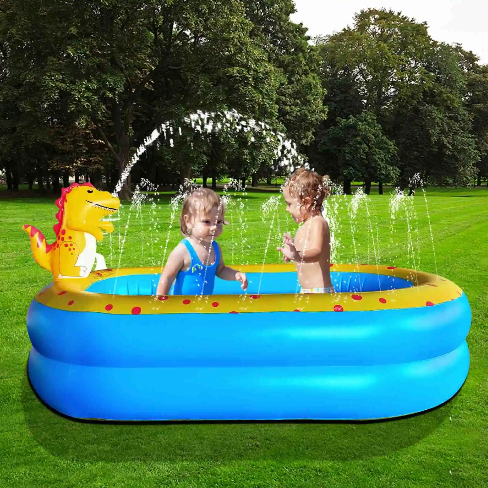 

170*103*80cm Inflatable Pool for Kids Family Kiddie Pool with Splash Swimming Pools Above Ground Garden Summer Water Party, Yellow