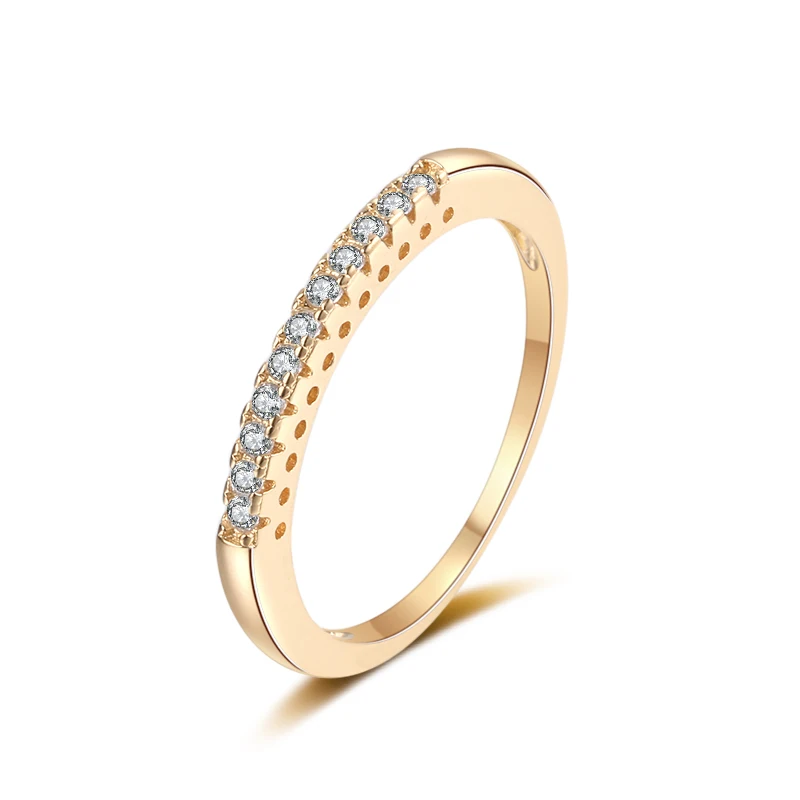 

Fashion Exquisite Wholesale 18k Gold Plated Single Row Wedding Rings Sparkling Zircon Engagement Rings Luxury Couple Rings, Golden