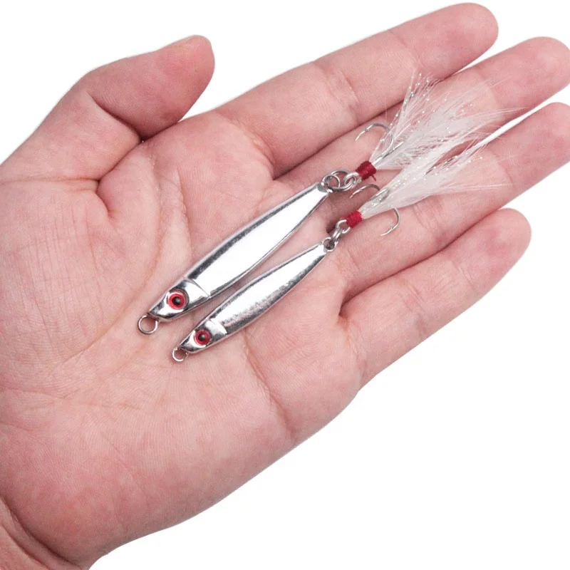 

OEM ODM iron plate fish jig lure metal hard bait jigging with blood hook, White