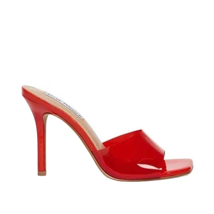 

new fashion women sandals one-word high heel stiletto heel plus size lady sexy slippers thin heel, Green,red,khaki