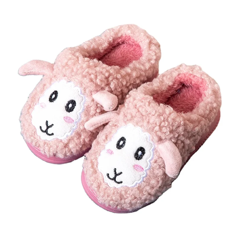 

2021 Autumn New Style Sandalia Infantil Plush Upper PVC Sole Kids House Slippers For Girls Toddler Fur Slides Baby Slipper