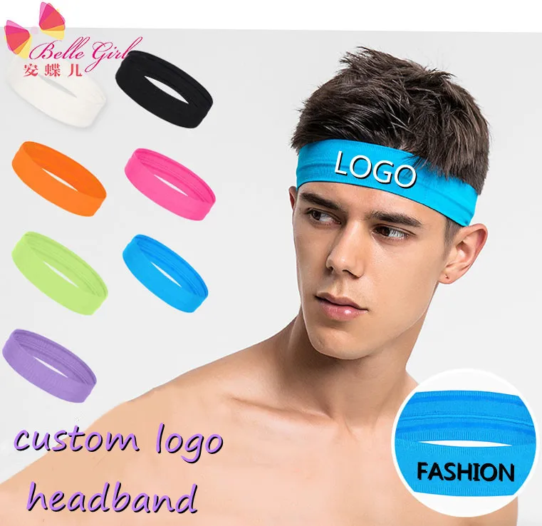 

BELLEWORLD2022 new fashion cotton elastic hair bands Custom logo sport yoga GYM fitting sports headbands for men women